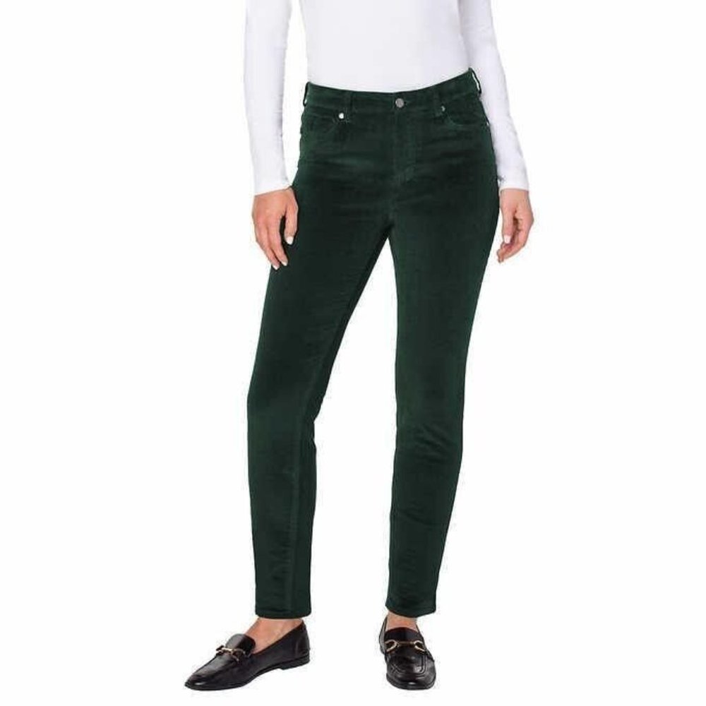 NWT Well Worn Women Soft Corduroy High Rise Skinny Jeans Green Size 18 $80 EE065